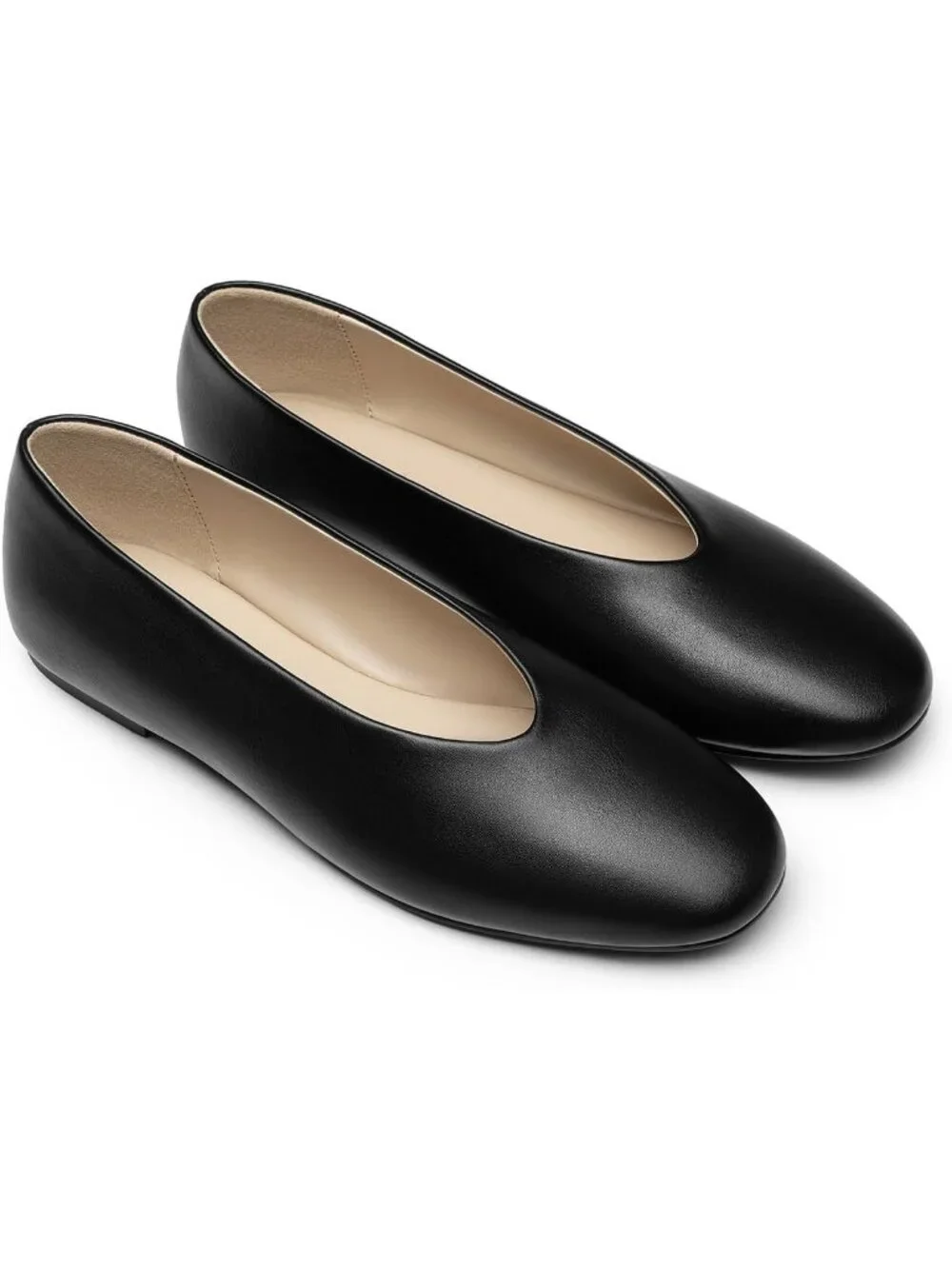 Athlefit Women's Black Closed Round Toe Comfort Flats Slip On Casual Shoes